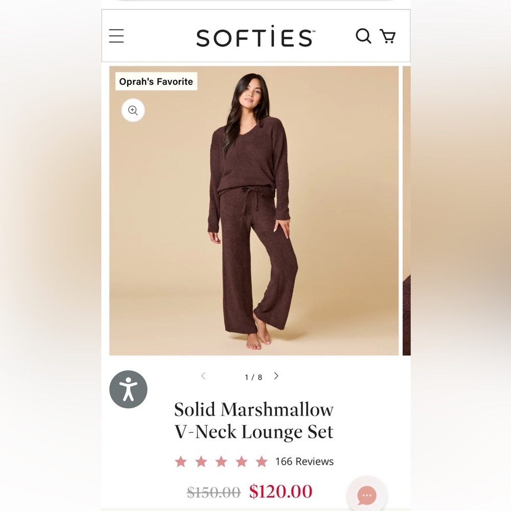 NWT Softies Solid Marshmallow V-Neck Lounge Set